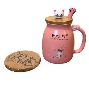 New Cat mug approx 10oz with Coaster and Mug Warmer